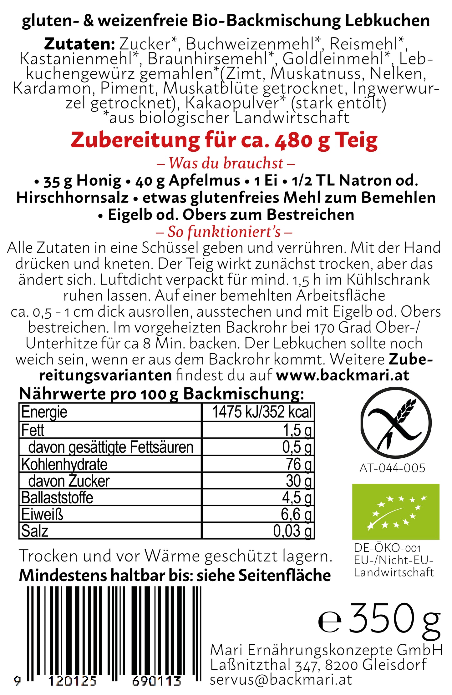 Mini-HENSL & GRETL Bio-Lebkuchenteig, 4x350g