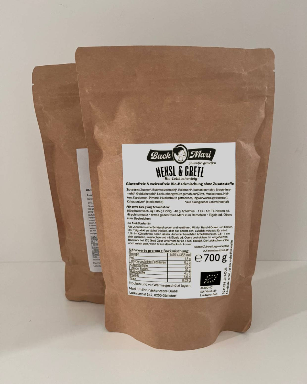 HENSL & GRETL Bio-Lebkuchenteig, 2x700g