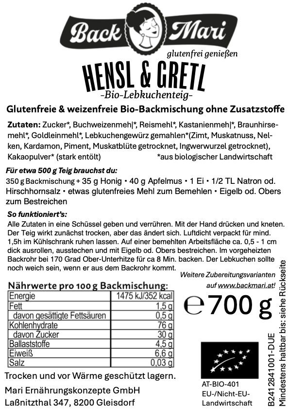 HENSL & GRETL Bio-Lebkuchenteig, 2x700g